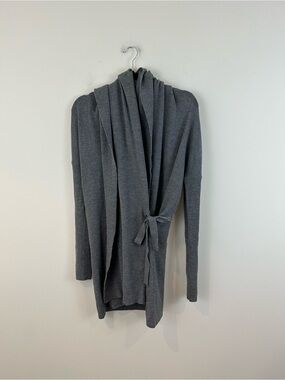 Theory Gray Open-Front Tie-Waist Women's Cardigan Sweater Wrap Style Medium